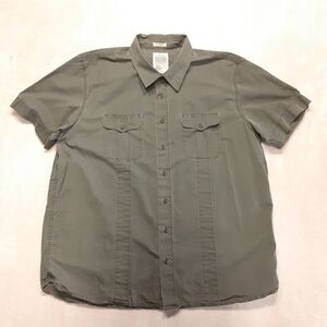 Old Navy Mens Short Sleeve Button Outdoor Workshirt 2XL Green Travel Fitted